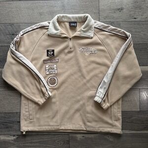 VTG Southpole Fleece Quarter Zip Pullover Mens XL Beige Patchwork Skater Sweater